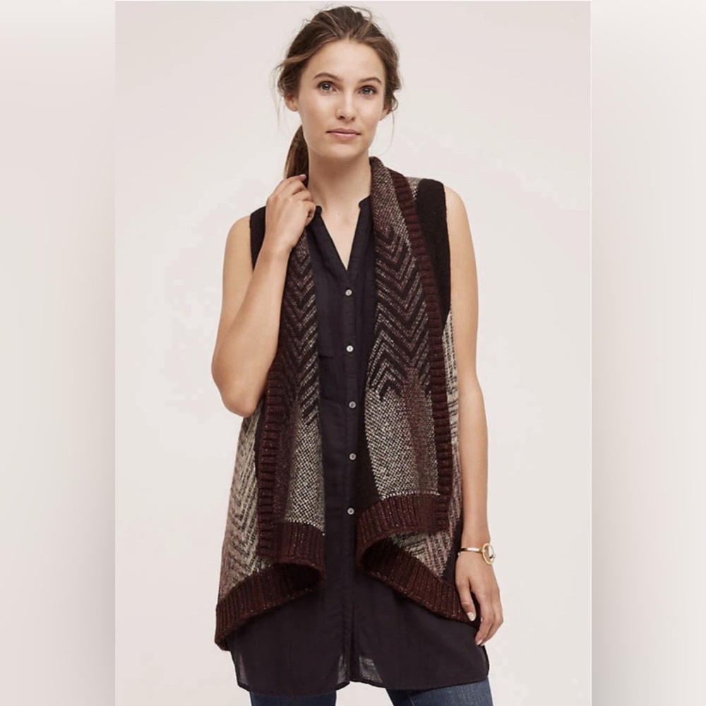 Anthropologie Sleeping On Snow Mabli‎ Wool Blend Sweater Vest Cardigan M\L